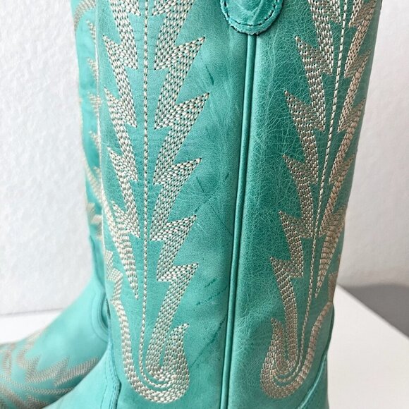 NEW Lane Saratoga Womens Square Toe Cowboy Boots 5.5 Turquoise Western Cowgirl - Picture 6 of 13